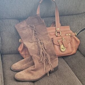 Brown Suede Fringe Boots